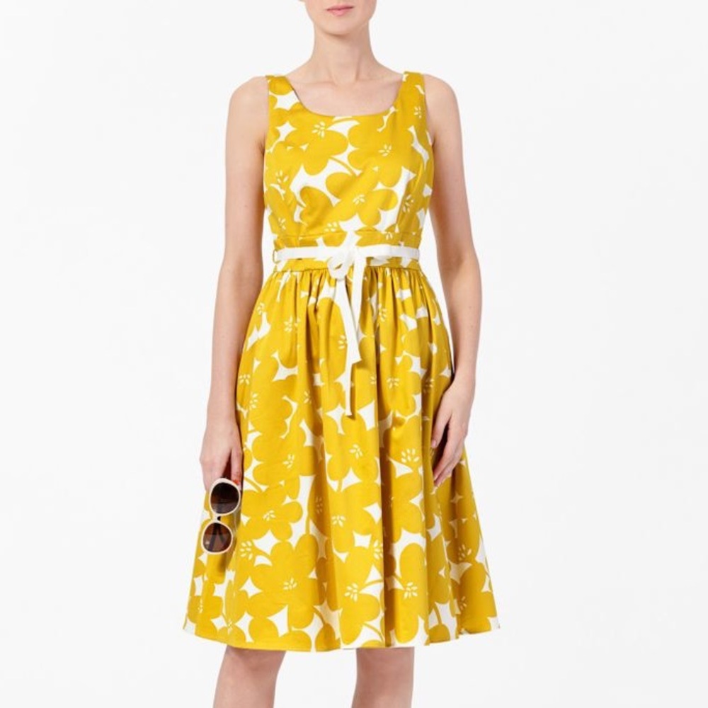 Boden Yellow Floral Marilyn Dress